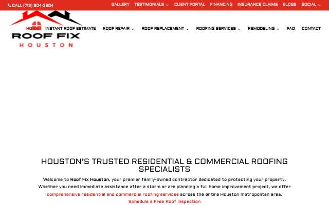 Roof Fix Houston's page as the assistant saw it