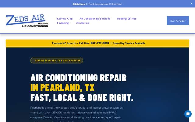 Zeds Air Conditioning & Heating's page as the assistant saw it