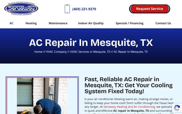 Serveway Heating and Air Conditioning's page as the assistant saw it