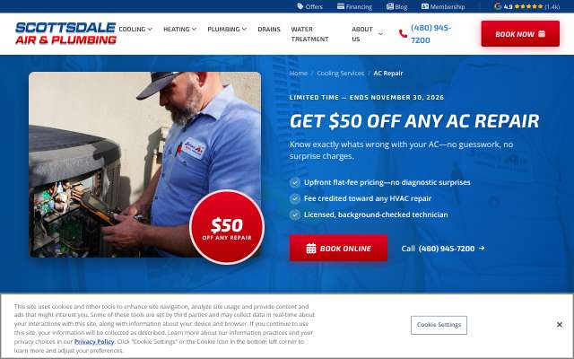 Scottsdale Air's page as the assistant saw it