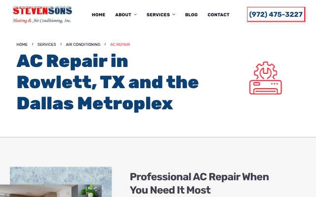 StevenSons Heating & Air Conditioning's page as the assistant saw it