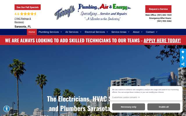 Terry's Plumbing Air & Energy's page as the assistant saw it