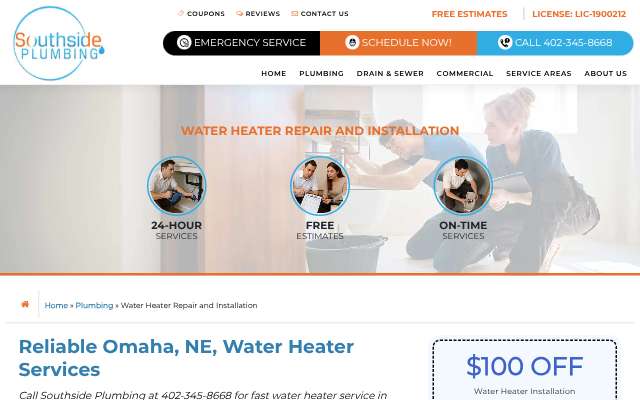 Southside Plumbing's page as the assistant saw it