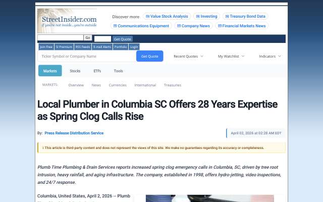 Plumb Time Plumbing & Drain Services's page as the assistant saw it