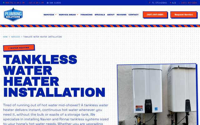 Plumbing Solutions FL's page as the assistant saw it