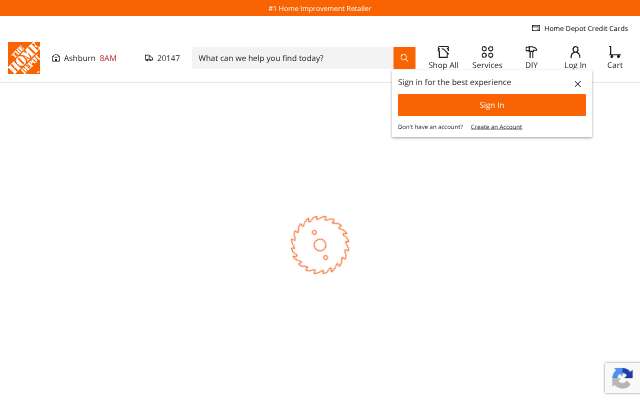 The Home Depot's page as the assistant saw it