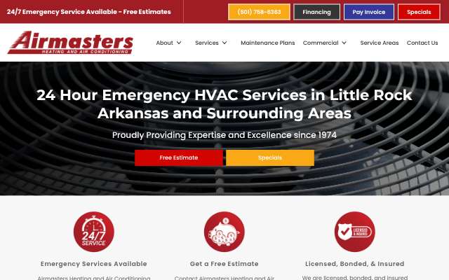 Airmasters Heating and Air Conditioning's page as the assistant saw it