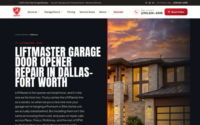 Trusty Garage Doors's page as the assistant saw it