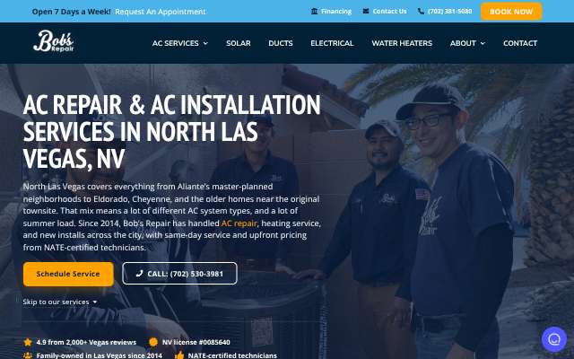 Bob's Repair's page as the assistant saw it