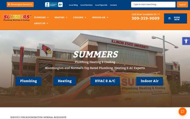Summers Plumbing Heating and Cooling's page as the assistant saw it