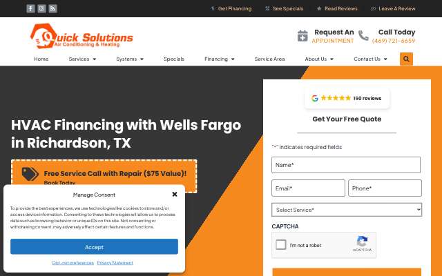 Quick Solutions AC & Heating's page as the assistant saw it