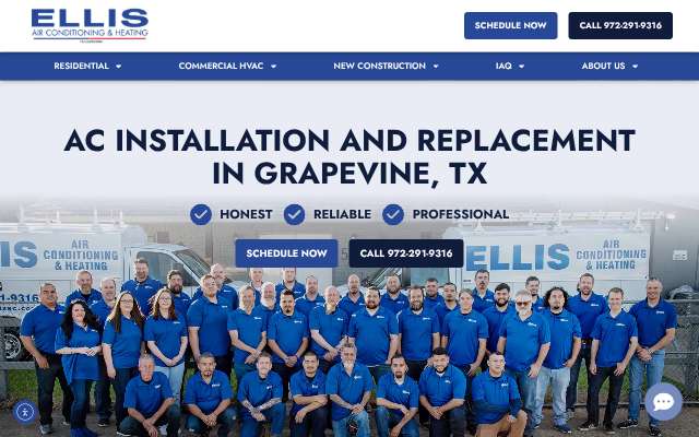 Ellis Air Conditioning and Heating's page as the assistant saw it