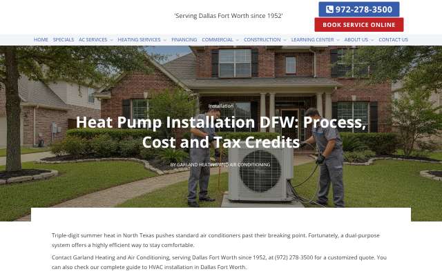 Garland Heating and Air Conditioning's page as the assistant saw it
