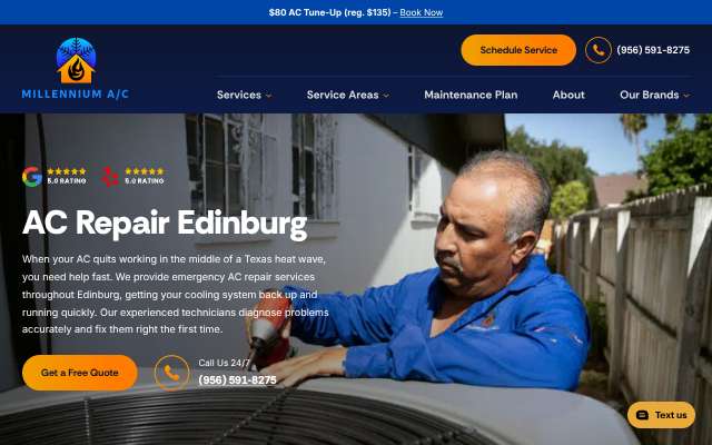 Millennium AC's page as the assistant saw it