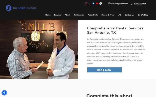 The Smile Institute's page as the assistant saw it