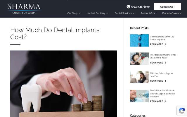 Sharma Oral Surgery's page as the assistant saw it