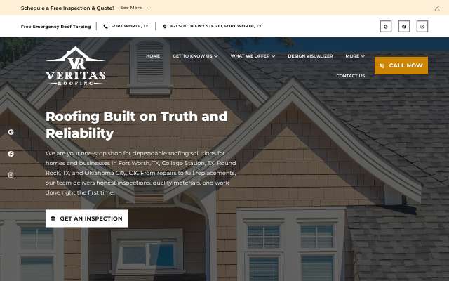Veritas Roofing's page as the assistant saw it