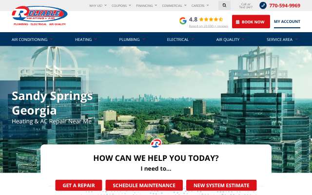 Reliable Heating & Air's page as the assistant saw it