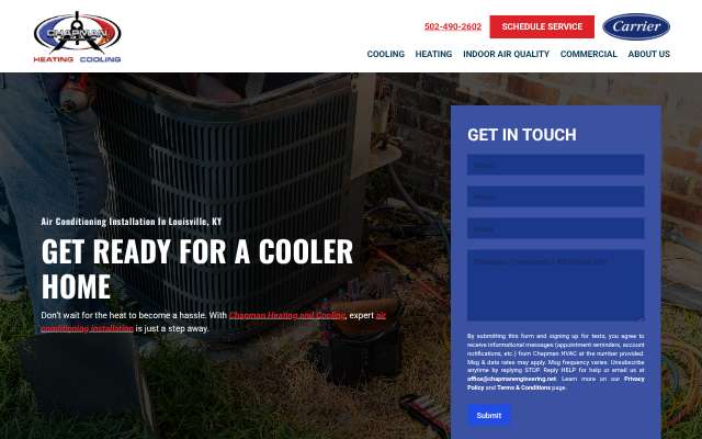 Chapman Heating and Cooling's page as the assistant saw it