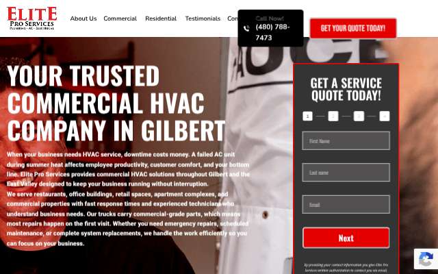 Elite Pro Services's page as the assistant saw it