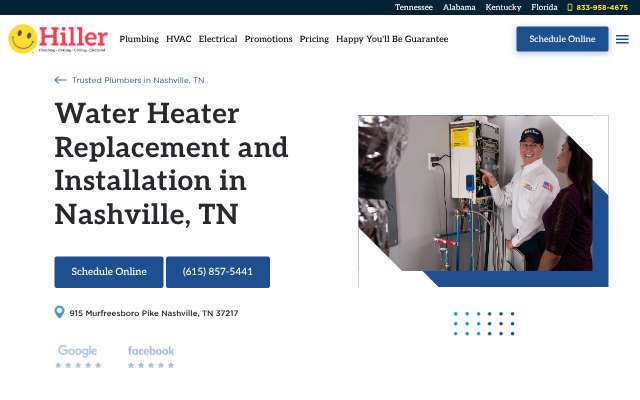 Hiller Plumbing, Heating, Cooling & Electrical's page as the assistant saw it