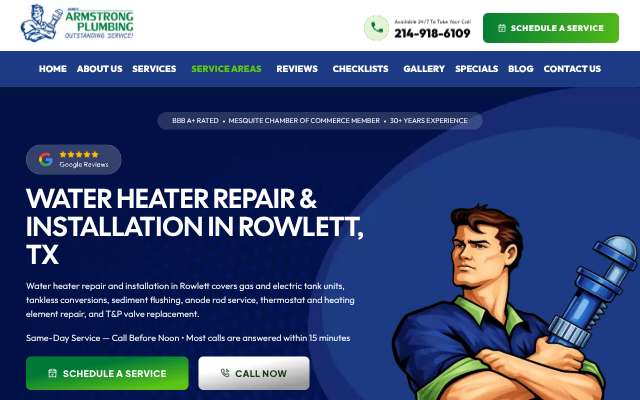 James Armstrong Plumbing's page as the assistant saw it