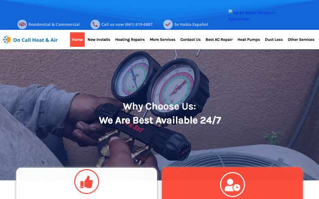 On Call Air Conditioning & Heating Services's page as the assistant saw it