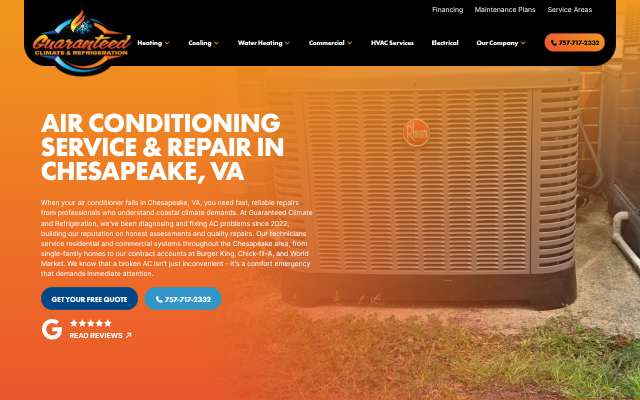 Guaranteed Climate and Refrigeration's page as the assistant saw it