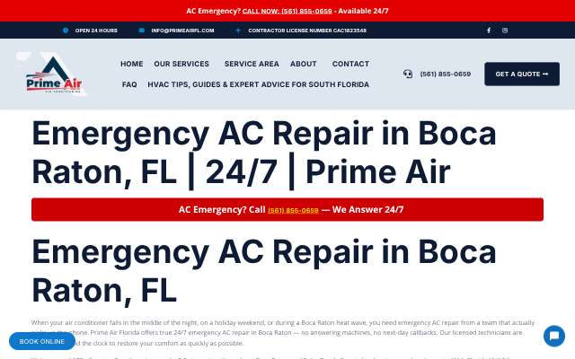 Prime Air Florida's page as the assistant saw it