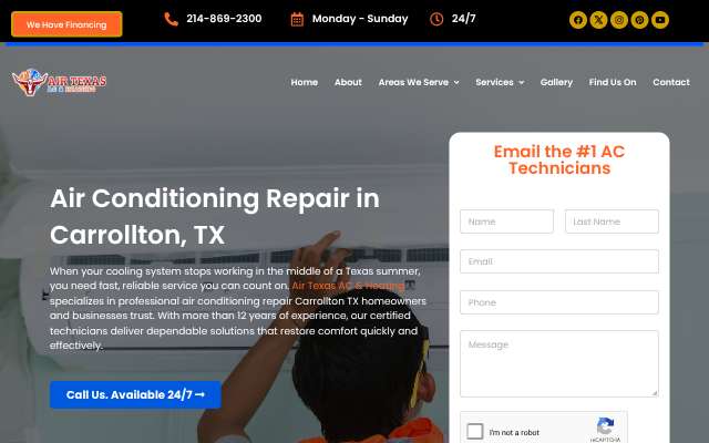 Air Texas A/C & Heating's page as the assistant saw it