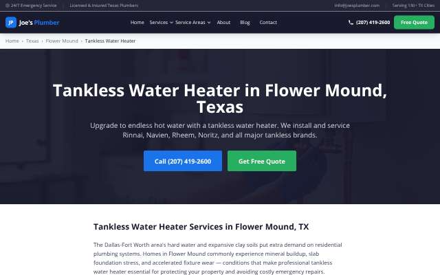 Joe's Plumber's page as the assistant saw it