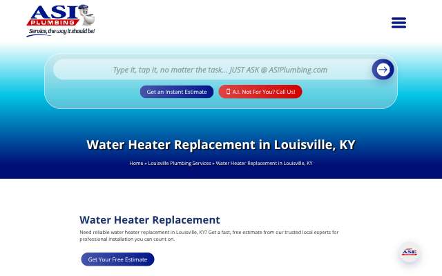 ASI Plumbing's page as the assistant saw it