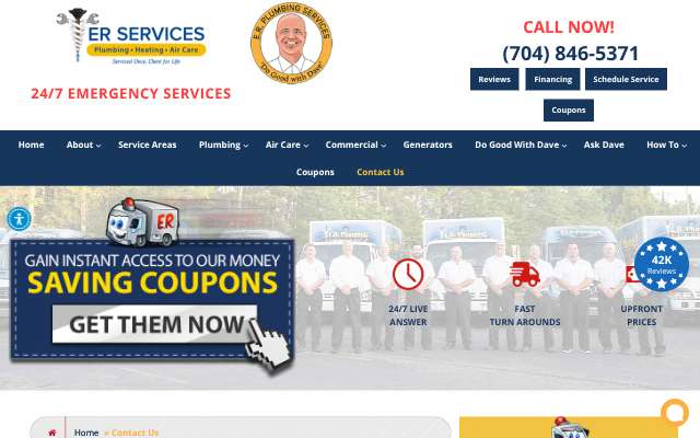 E.R. Services's page as the assistant saw it