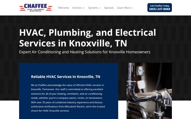 Chaffee Heating, Cooling & Plumbing's page as the assistant saw it