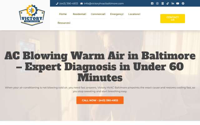 Victory HVAC Baltimore's page as the assistant saw it