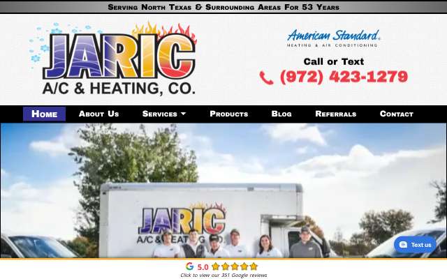JARIC AC and Heating Co.'s page as the assistant saw it