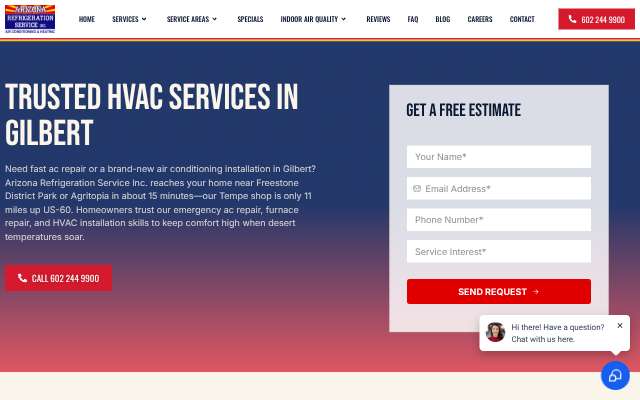 Arizona Refrigeration Service Inc's page as the assistant saw it