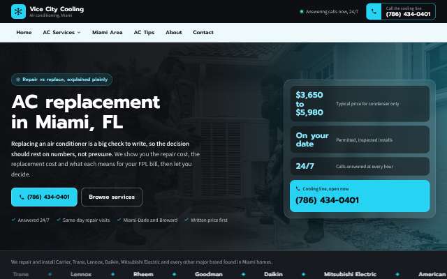 Vice City Cooling's page as the assistant saw it