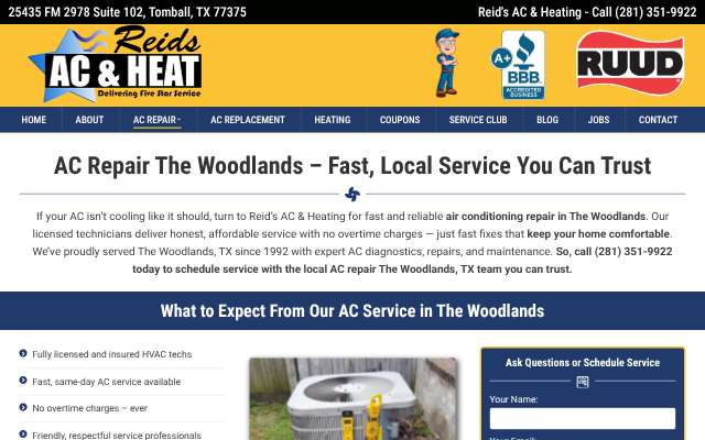 Reid's AC & Heating's page as the assistant saw it