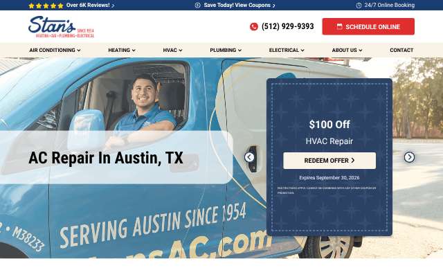 Stan's Heating, Air, Plumbing & Electrical's page as the assistant saw it