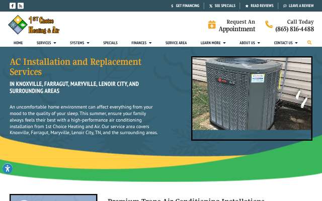 1st Choice Heating and Air's page as the assistant saw it