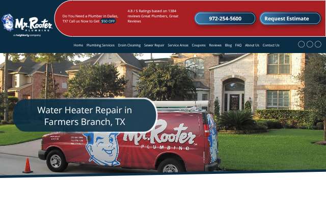Mr. Rooter Plumbing of Dallas's page as the assistant saw it