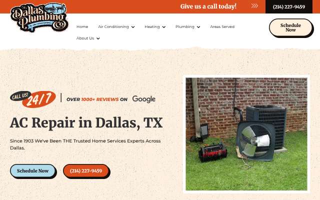 Dallas Plumbing & Air Conditioning's page as the assistant saw it
