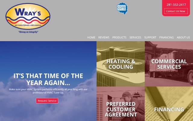 Wray's Air Conditioning & Mechanical's page as the assistant saw it