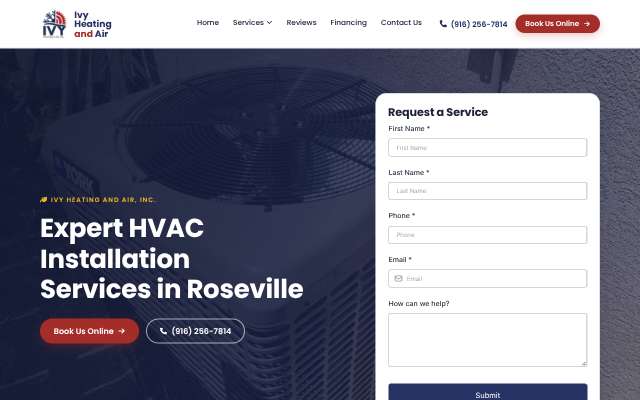 Ivy Heating and Air's page as the assistant saw it
