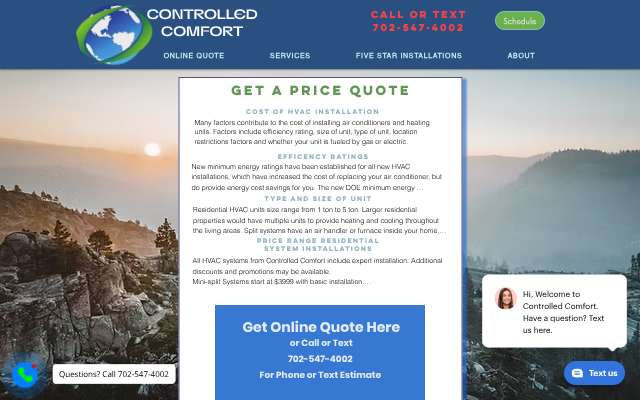 Controlled Comfort, Inc.'s page as the assistant saw it