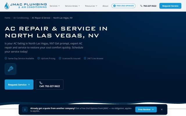 JMAC HVAC's page as the assistant saw it
