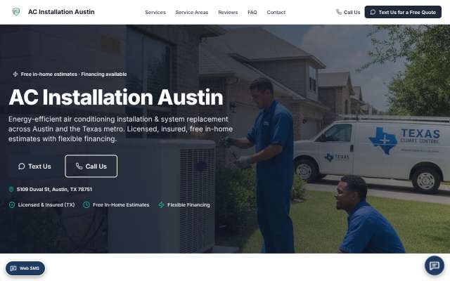 AC Installation Austin's page as the assistant saw it