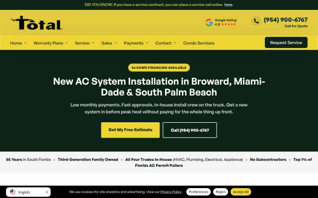 Total Repair Pros's page as the assistant saw it