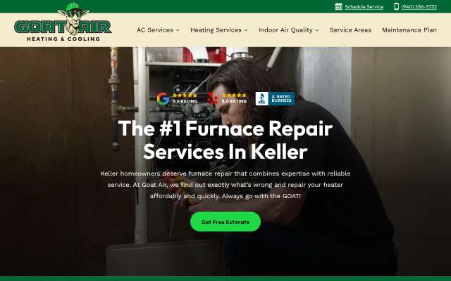 GOAT Air Conditioning & Heating's page as the assistant saw it
